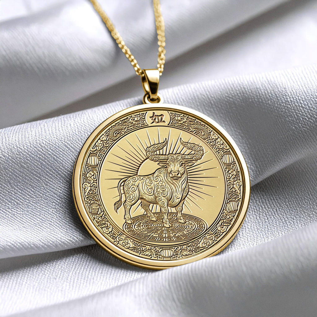 Chinese Zodiac Bull Necklace – Astrology Pendant for Strength and New Year Luck