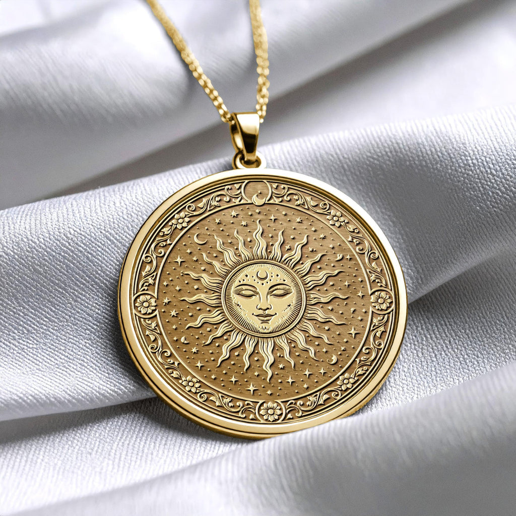 Sun Pendant Necklace -Gold Symbol Charm