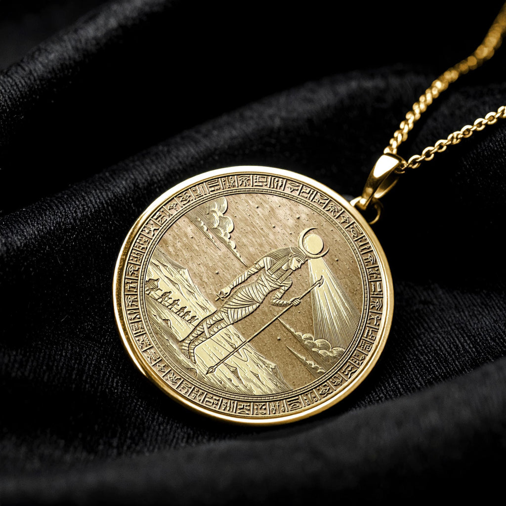 Egypt God Khonsu Pendant Necklace : Moon God Jewelry , Celestial Traveler Medallion