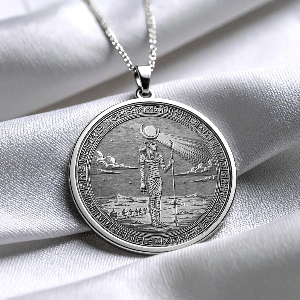 Egypt God Khonsu Pendant Necklace : Moon God Jewelry , Celestial Traveler Medallion