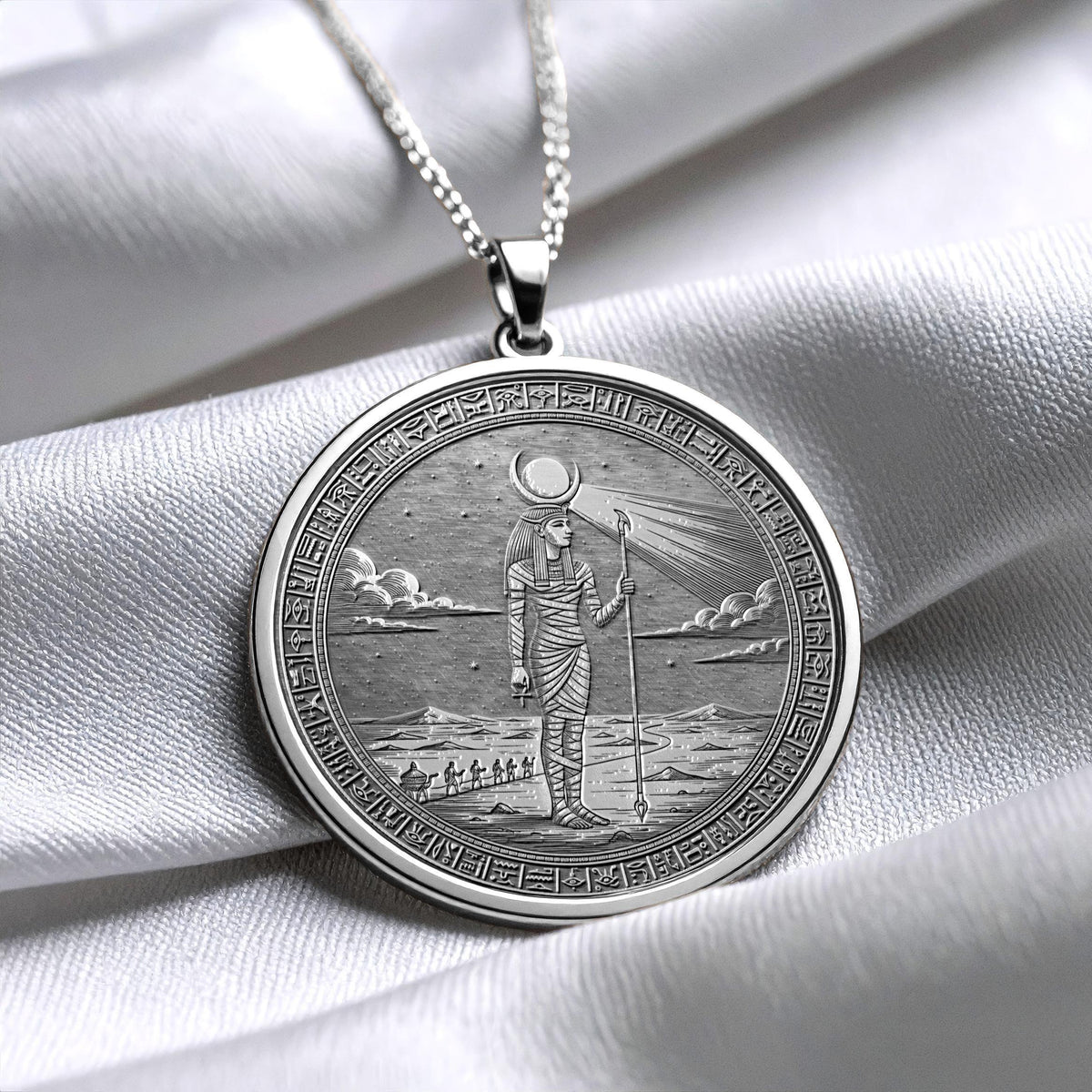 Egypt God Khonsu Pendant Necklace : Moon God Jewelry , Celestial Traveler Medallion