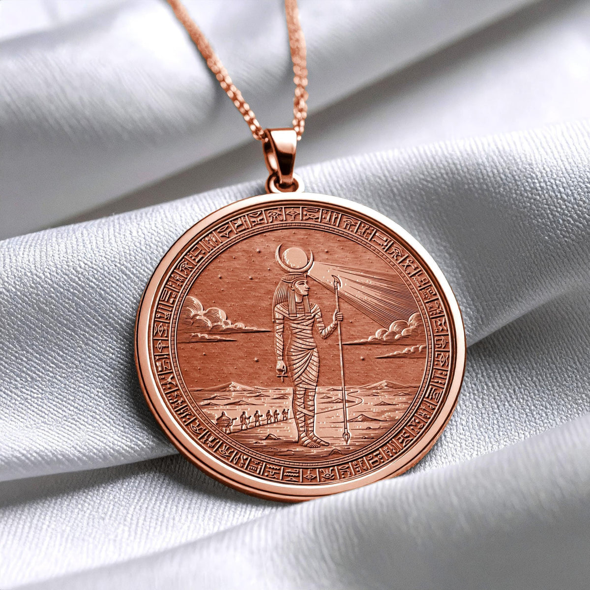 Egypt God Khonsu Pendant Necklace : Moon God Jewelry , Celestial Traveler Medallion