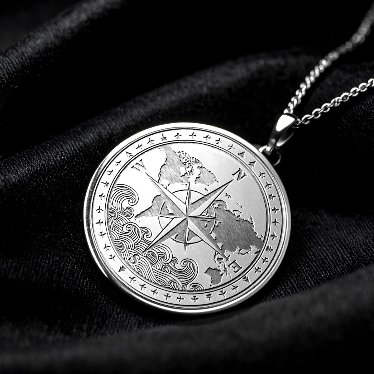 World Map Compass Necklace - Pendant of Direction and Freedom