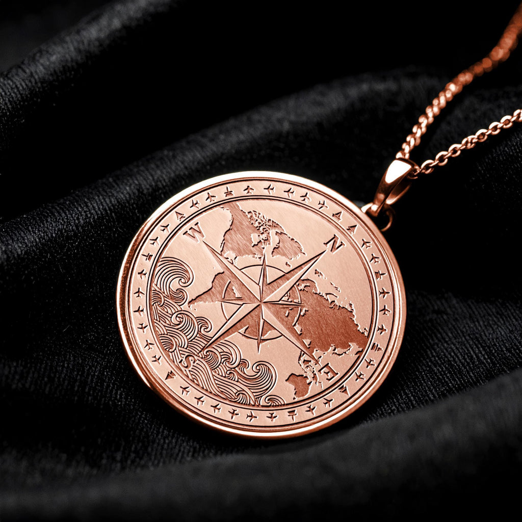 World Map Compass Necklace - Pendant of Direction and Freedom