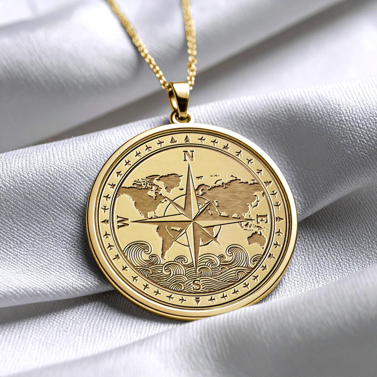 World Map Compass Necklace - Pendant of Direction and Freedom