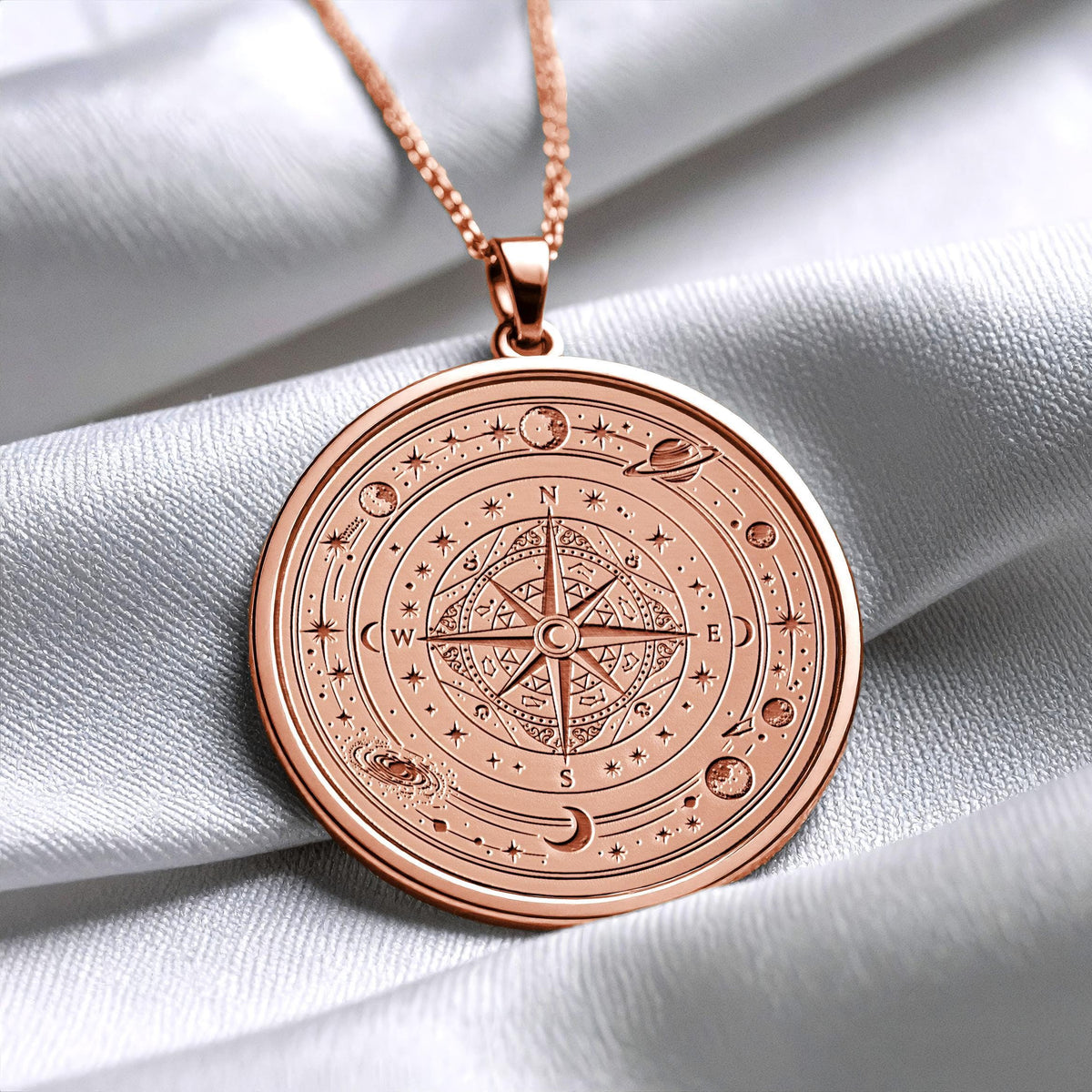 Nortstar Compass Necklace, - 14K Gold Directional