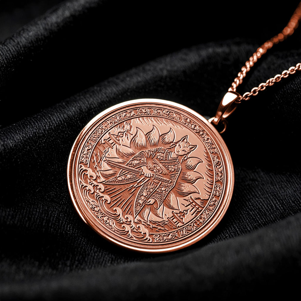 Kitsune Pendant Gold Fox Spirit Necklace