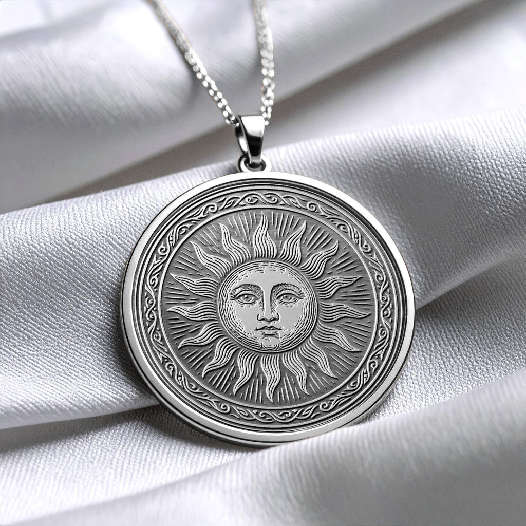Gold Sun Pendant Symbolic Hope Necklace , Valentines Day Gifted