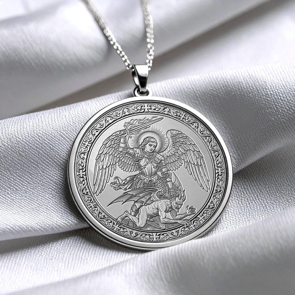 Archangel Michael Pendant Necklace, Protection Jewelry, Catholic Necklace, Symbolic Spiritual Necklace