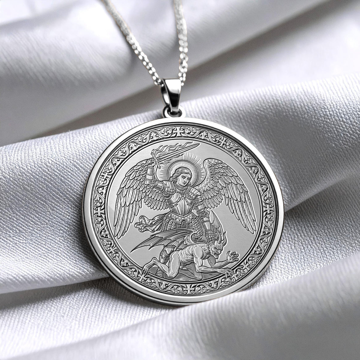 Archangel Michael Pendant Necklace, Protection Jewelry, Catholic Necklace, Symbolic Spiritual Necklace