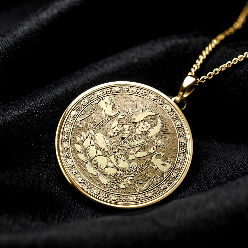 Lakshmi Pendant Necklace, Hindu Goddess Jewelry, Prosperity and Abundance Amulet , Spiritual Gift