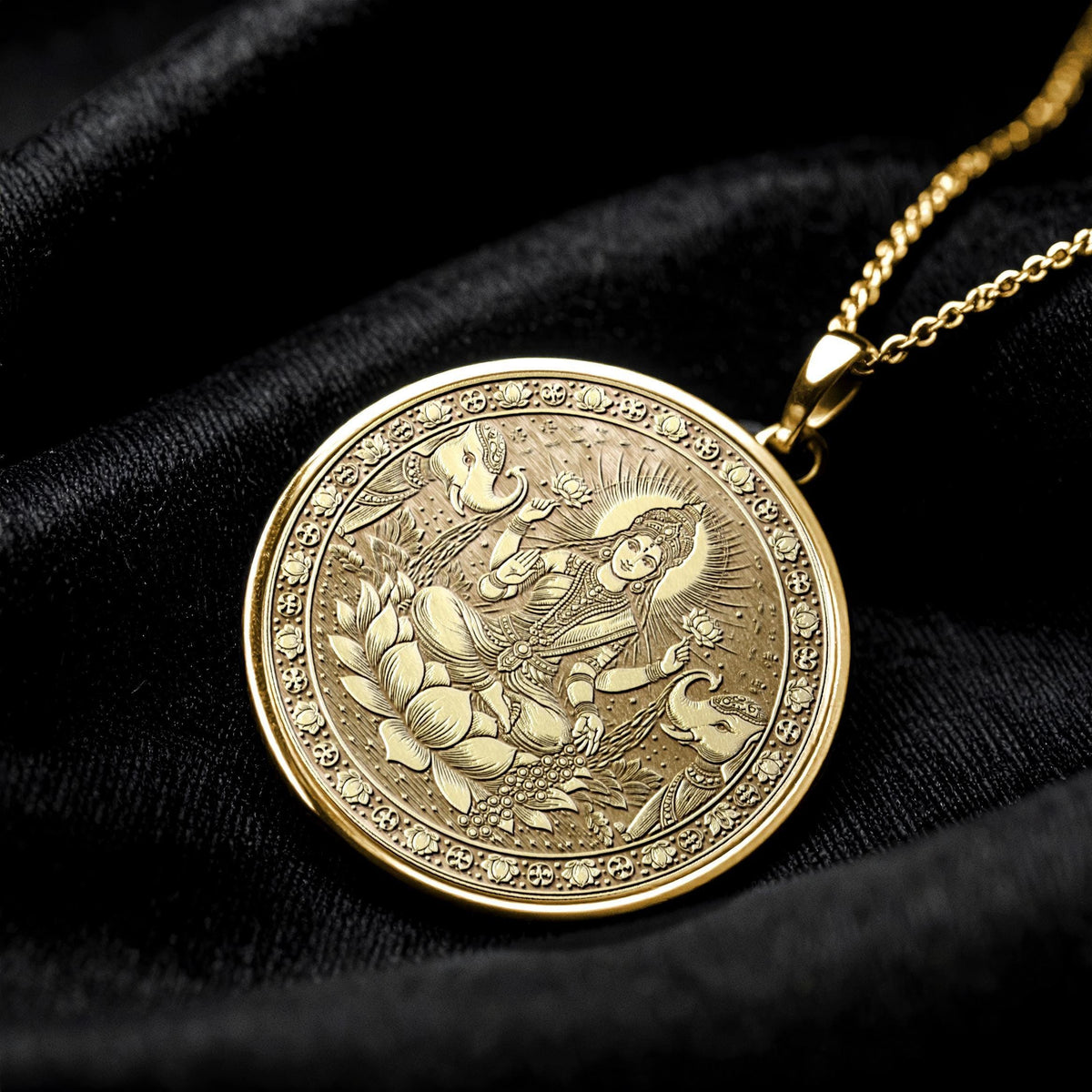 Lakshmi Pendant Necklace, Hindu Goddess Jewelry, Prosperity and Abundance Amulet , Spiritual Gift