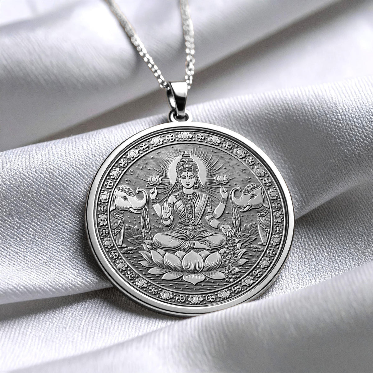 Lakshmi Pendant Necklace, Hindu Goddess Jewelry, Prosperity and Abundance Amulet , Spiritual Gift
