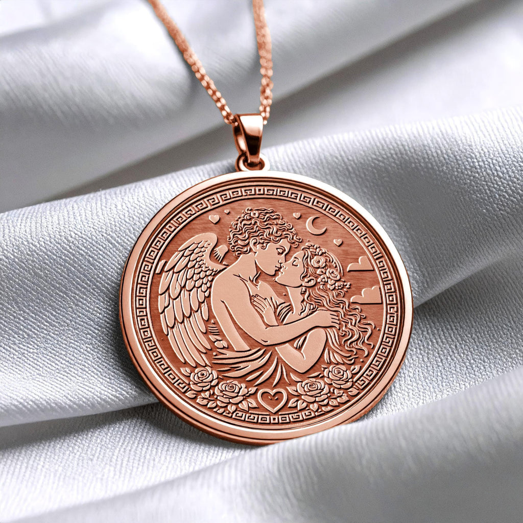 Eros Psyche Love Symbol Gold Necklace