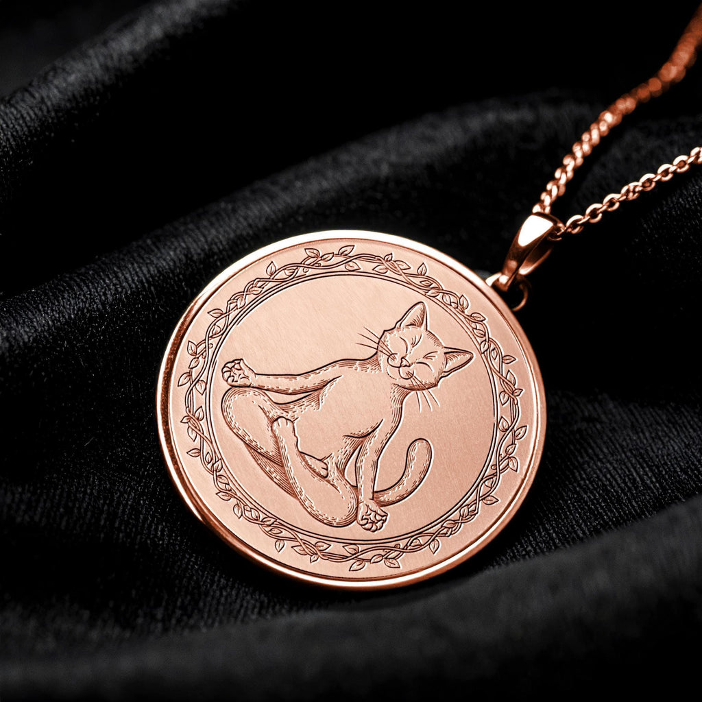 Meditating Cat Necklace Spiritual Feline Pendant