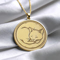 Cat Pendant Necklace, Elegant Feline Medallion, Animal Jewelry Gift for Cat Lovers