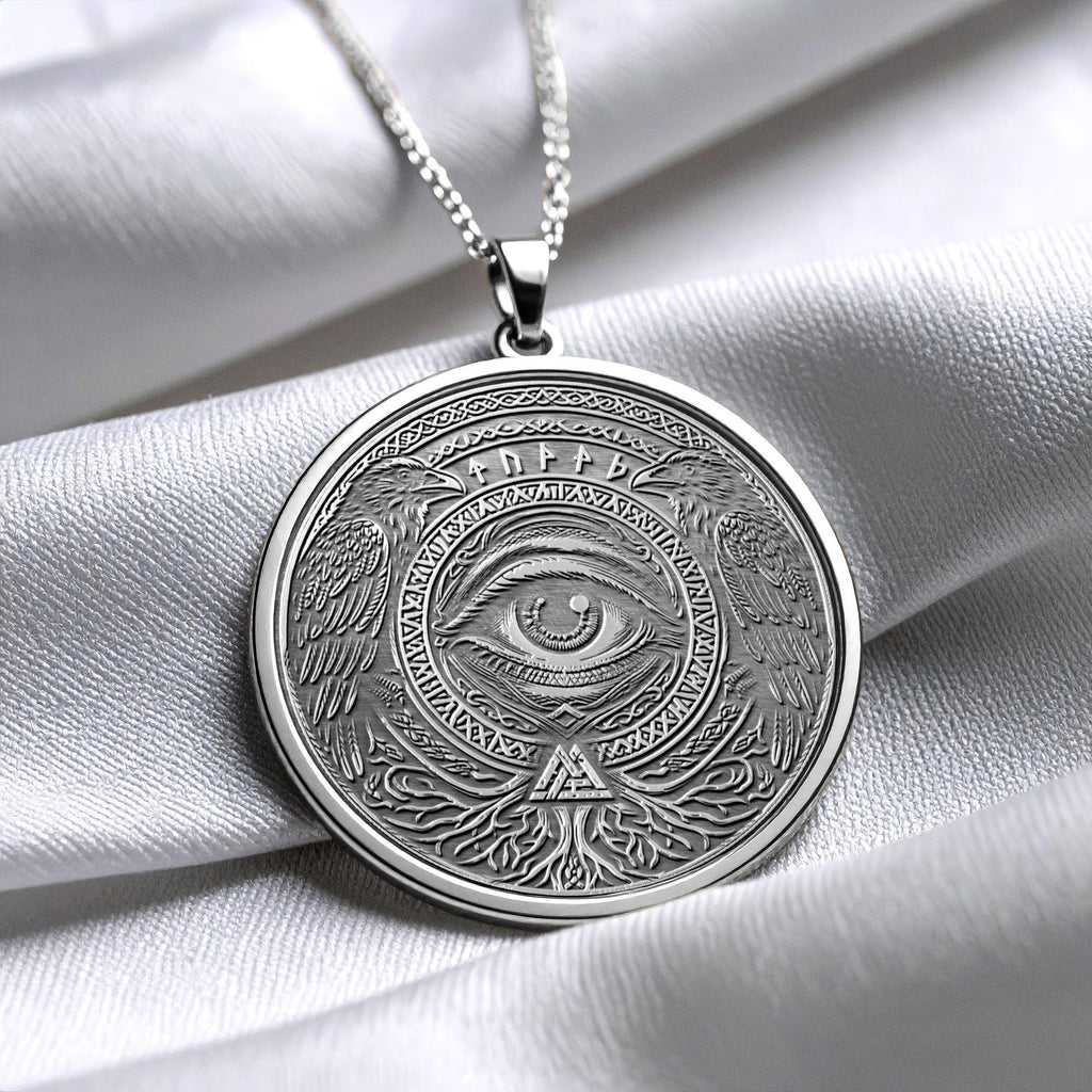 14K Gold Odin Eye Medallion: Norse Viking Amulet Pendant