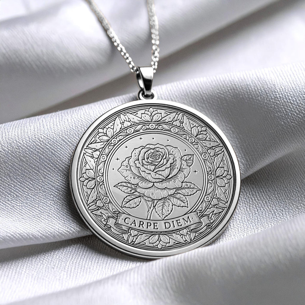 Latin Motto Carpe Diem Pendant ,Seize the day Stoic Philosophy Necklace
