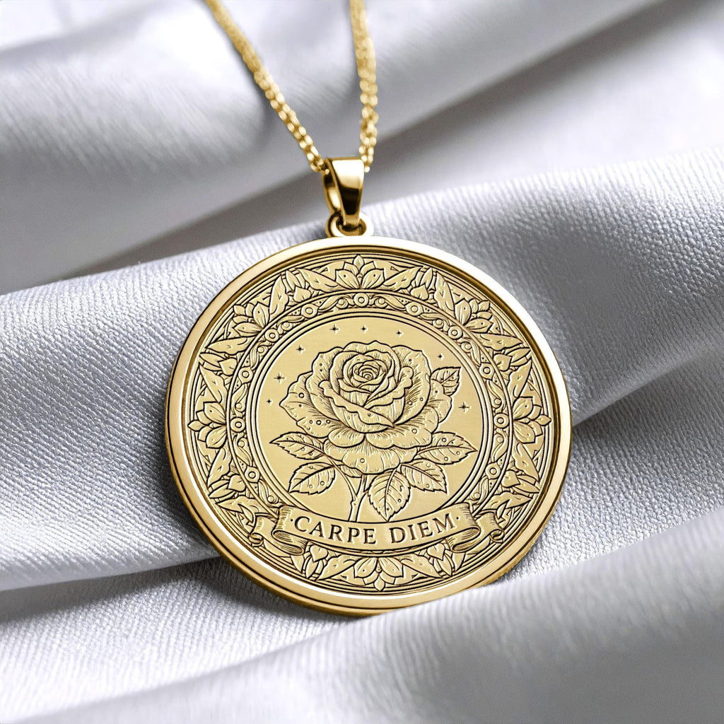 Latin Motto Carpe Diem Pendant ,Seize the day Stoic Philosophy Necklace