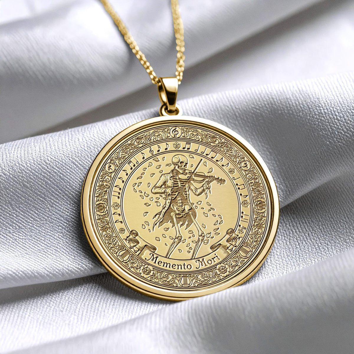 Memento Mori Necklace: Sterling Silver, Latin Motto, Stoic Jewelry