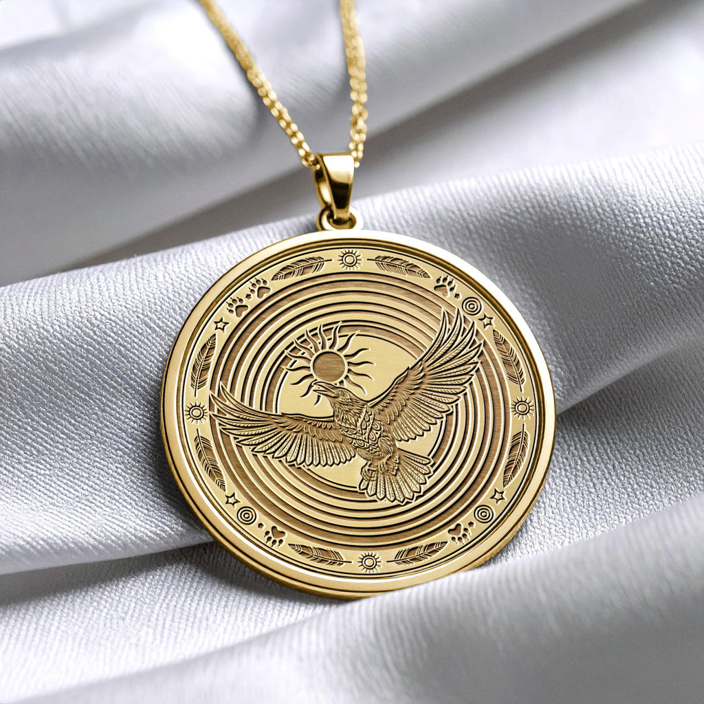 Raven Spirit Pendant – Transformation, Wisdom & Sun Energy