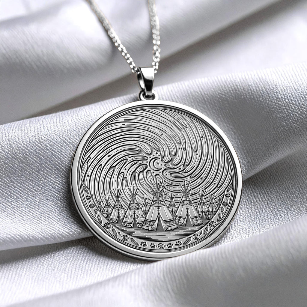 Sacred Camp Pendant : 14K Gold Spirit of the Moon Necklace , Smoke & Ancestral Connection Jewelry