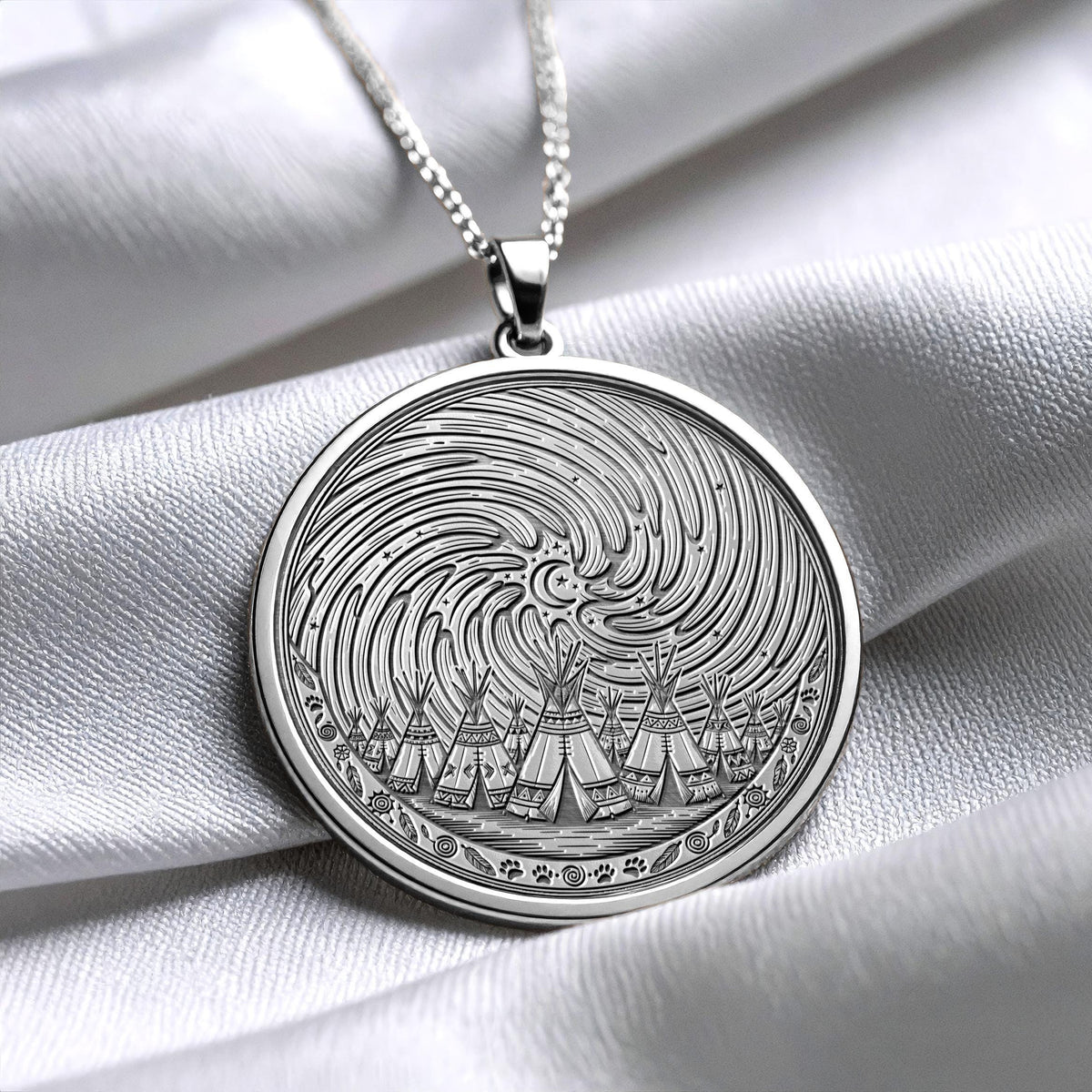 Sacred Camp Pendant : 14K Gold Spirit of the Moon Necklace , Smoke & Ancestral Connection Jewelry