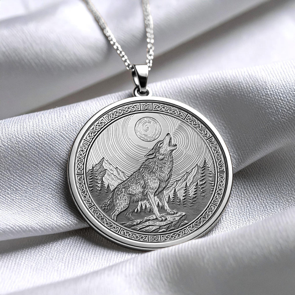 Howling Wolf Pendant – Spirit of Freedom, Intuition, and the Moon