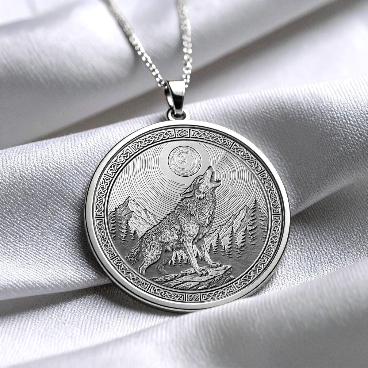 Howling Wolf Pendant – Spirit of Freedom, Intuition, and the Moon