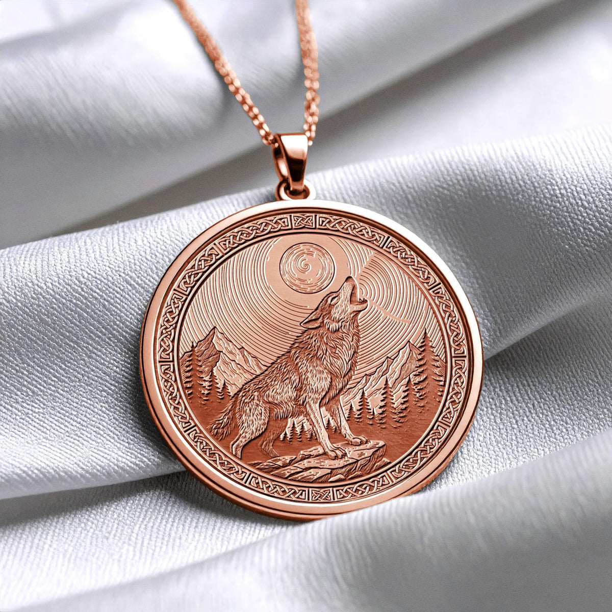 Howling Wolf Pendant – Spirit of Freedom, Intuition, and the Moon