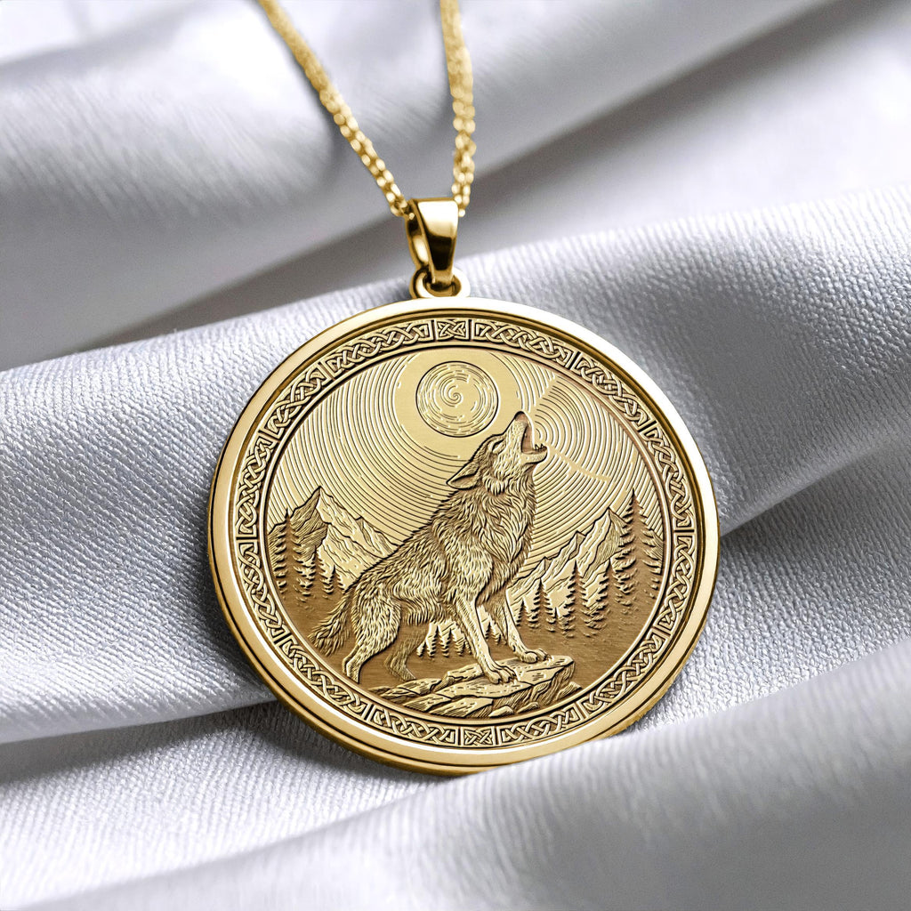 Howling Wolf Pendant – Spirit of Freedom, Intuition, and the Moon