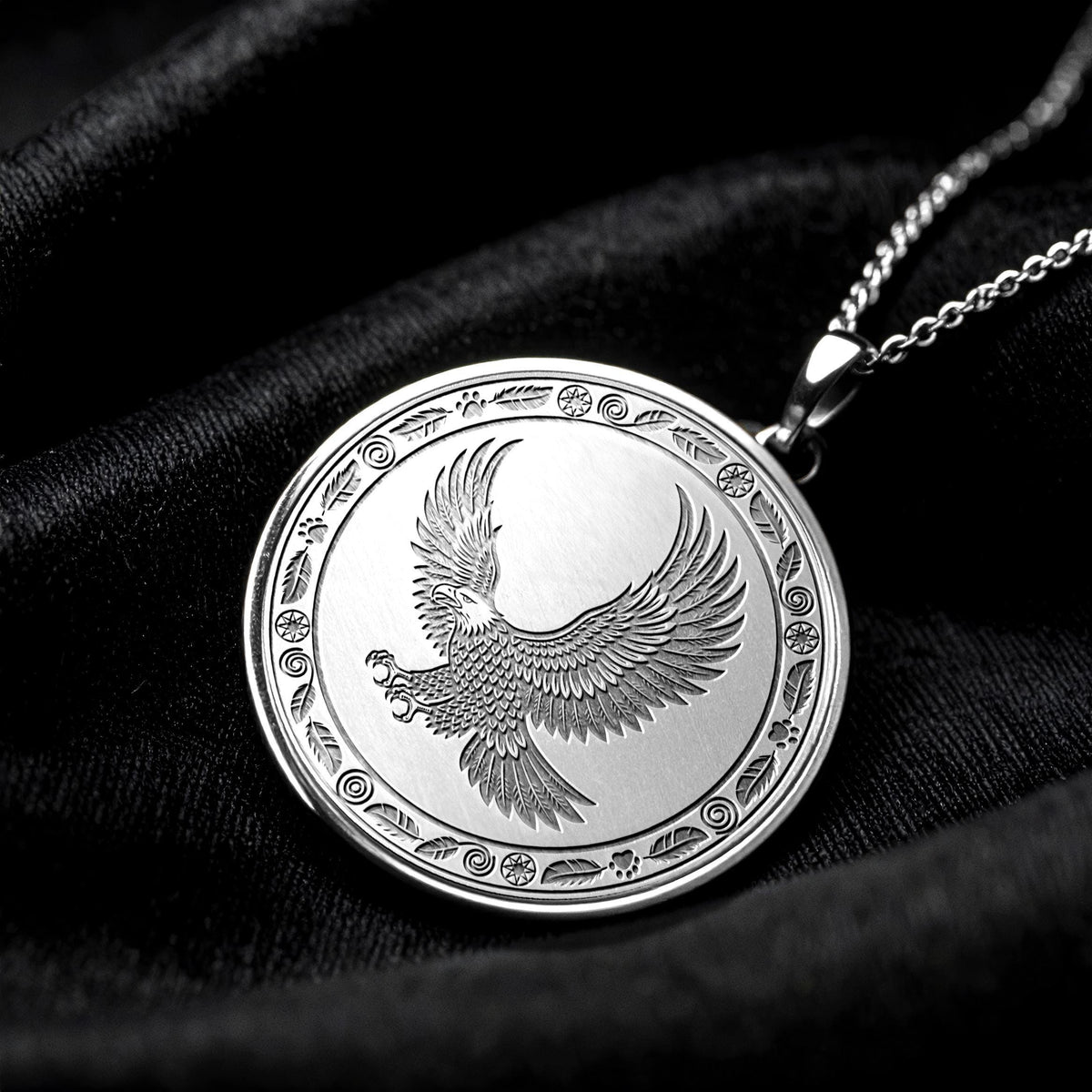 Gold Eagle Spirit Pendant , Silver Sacred Totem of Freedom, Vision, and Strength