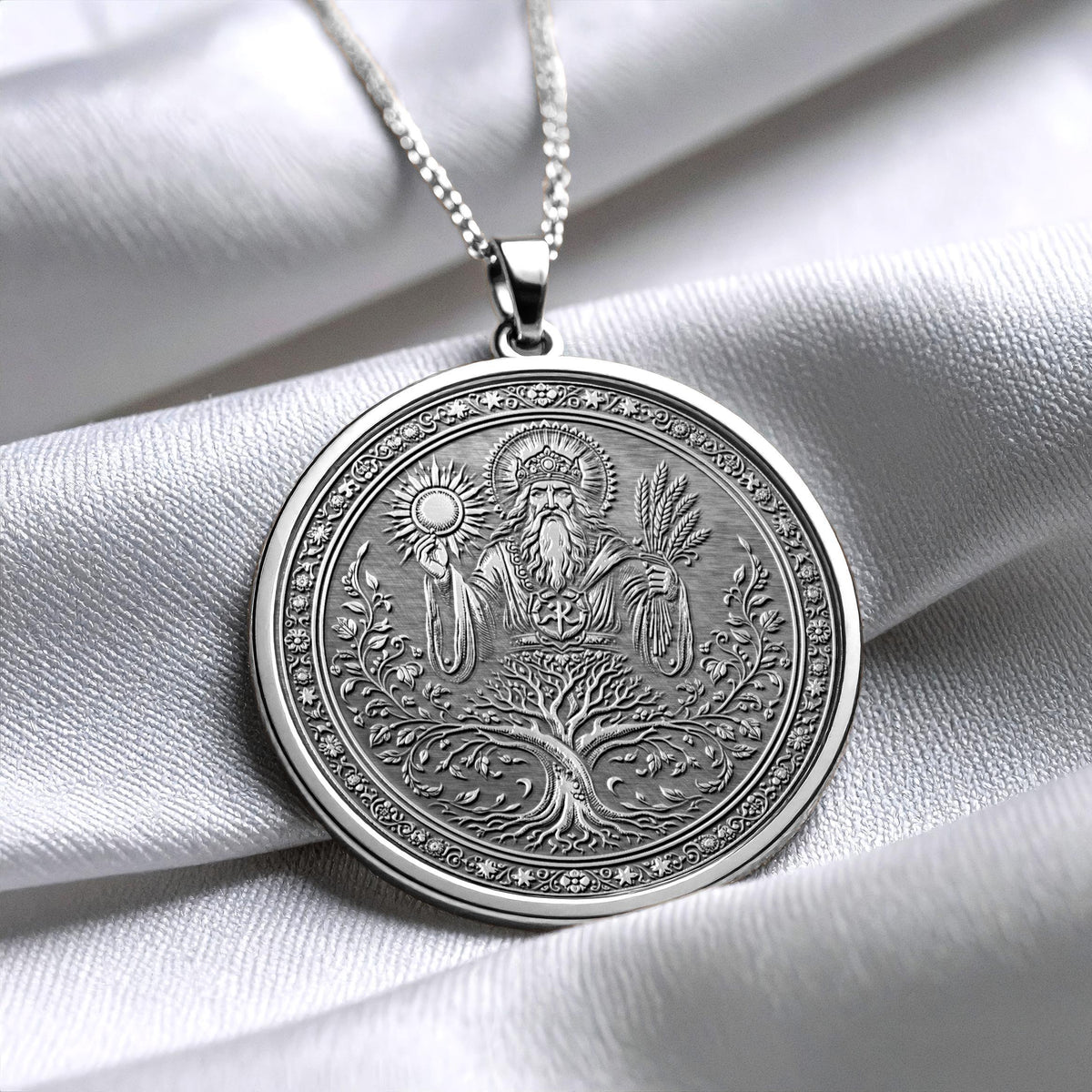 Slavic God Rod Necklace: Tree of Life Medallion