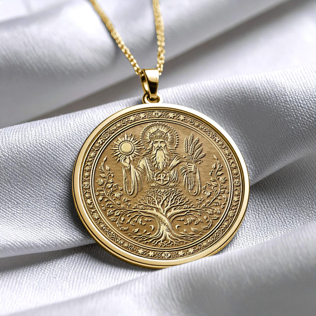 Slavic God Rod Necklace: Tree of Life Medallion