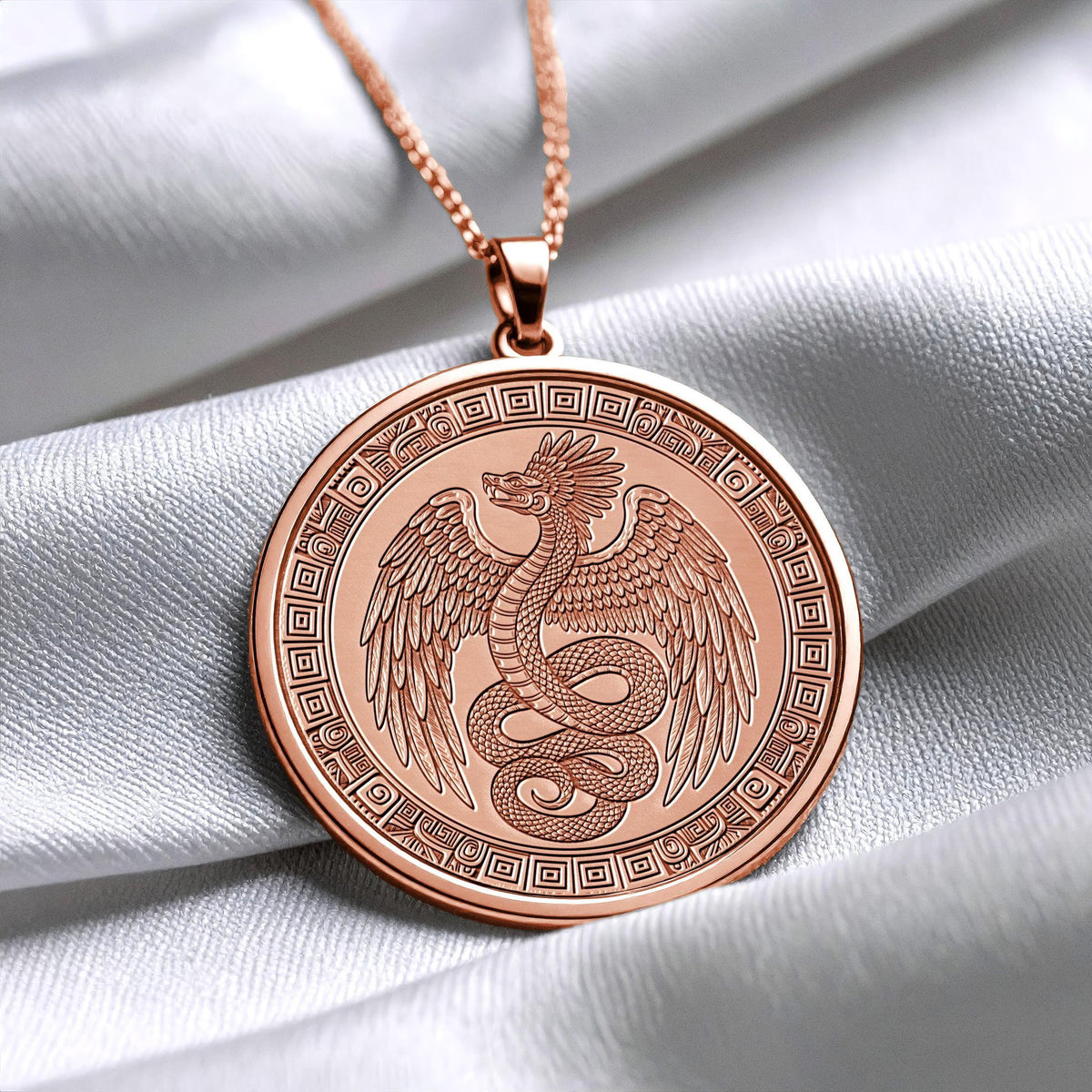 Quetzalcoatl Necklace: Plumed Serpent Aztec God Pendant