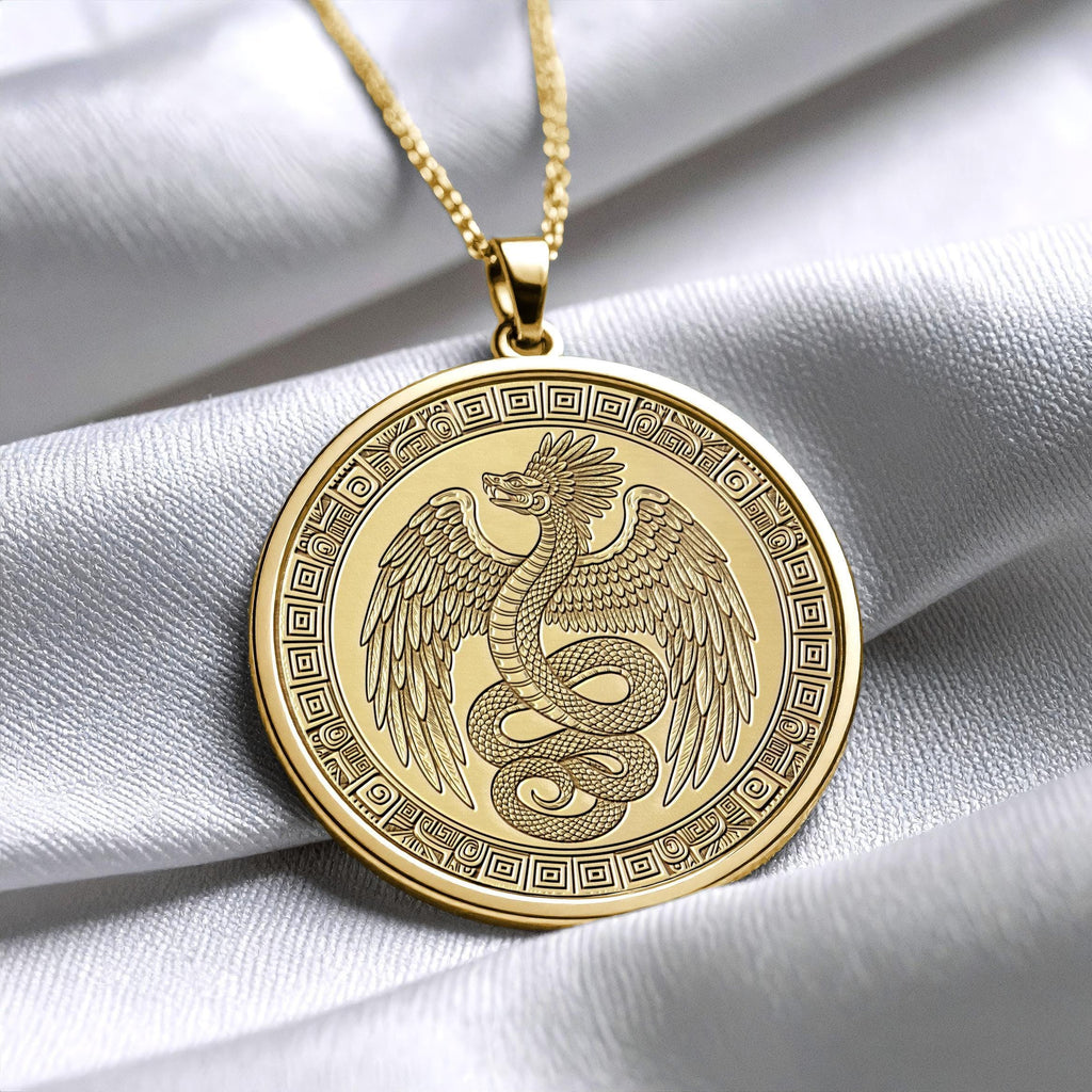 Quetzalcoatl Necklace: Plumed Serpent Aztec God Pendant