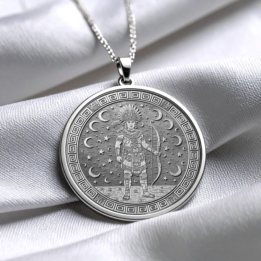 Mixcoatl Necklace : Aztec God of the Hunt and Stars Pendant