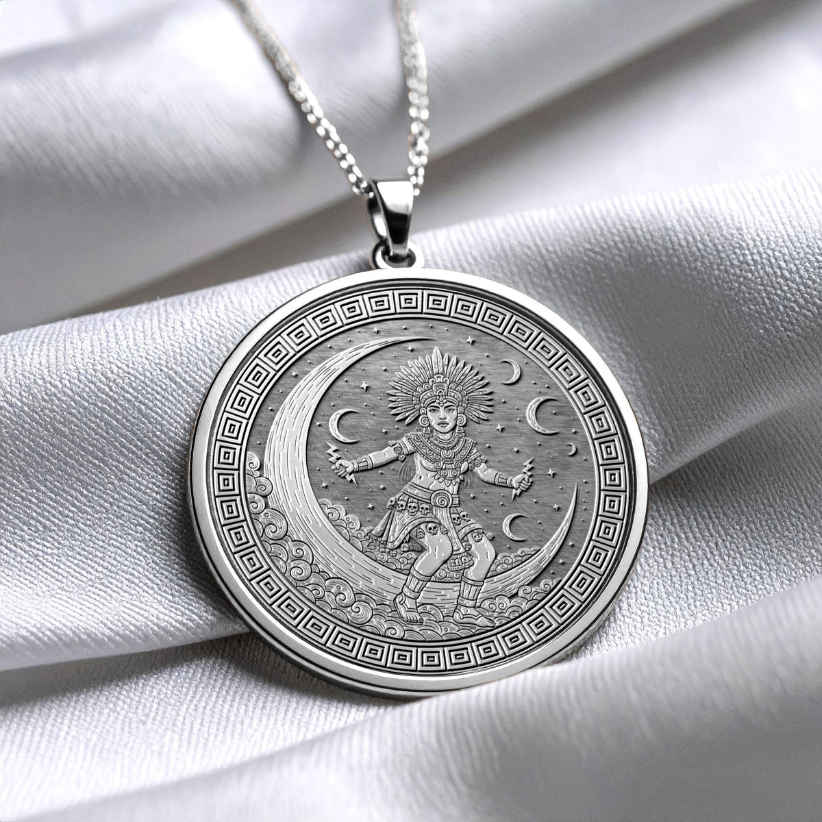 Coyolxauhqui Necklace : Aztec Moon Goddess Pendant , Night Goddess Jewelry