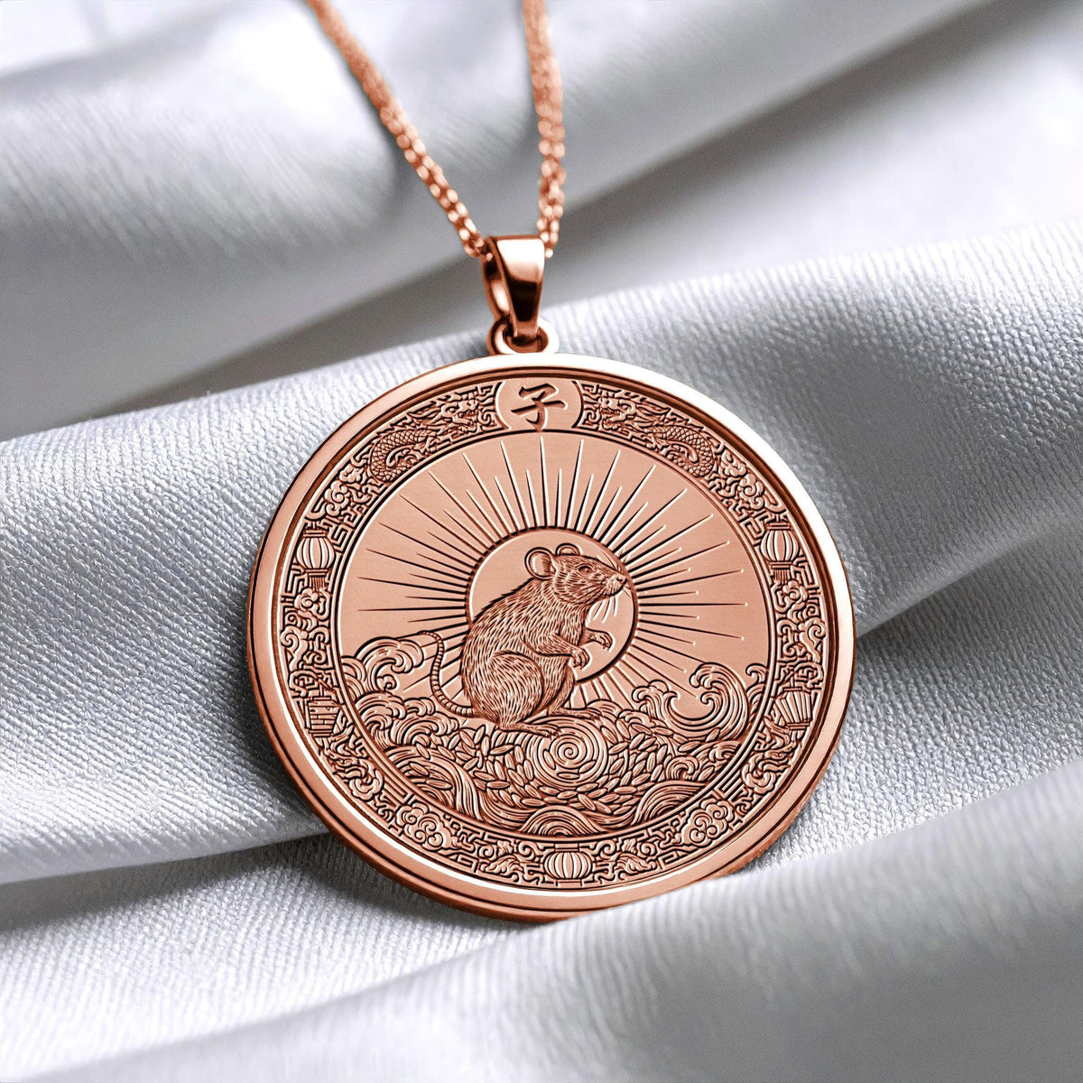 Year of the Rat Pendant , Intelligence and Prosperity Symbol , Animal Sign Charm , Astrology Necklace 23