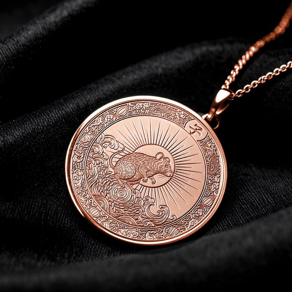 Year of the Rat Pendant , Intelligence and Prosperity Symbol , Animal Sign Charm , Astrology Necklace 23