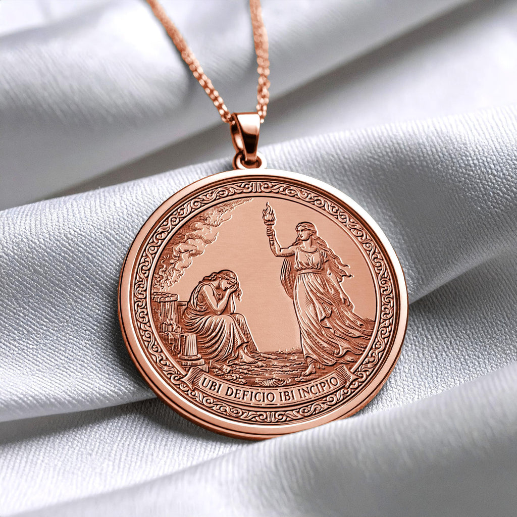 Ubi Deficio Ibi Incipio Pendant , Latin Motto Necklace