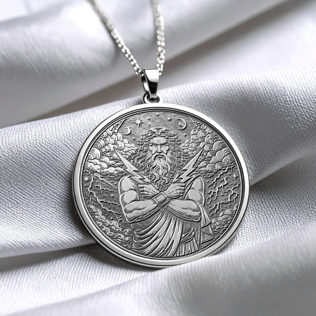 Zeus Necklace: 14k Gold Greek God Pendant, Mythology Jewelry