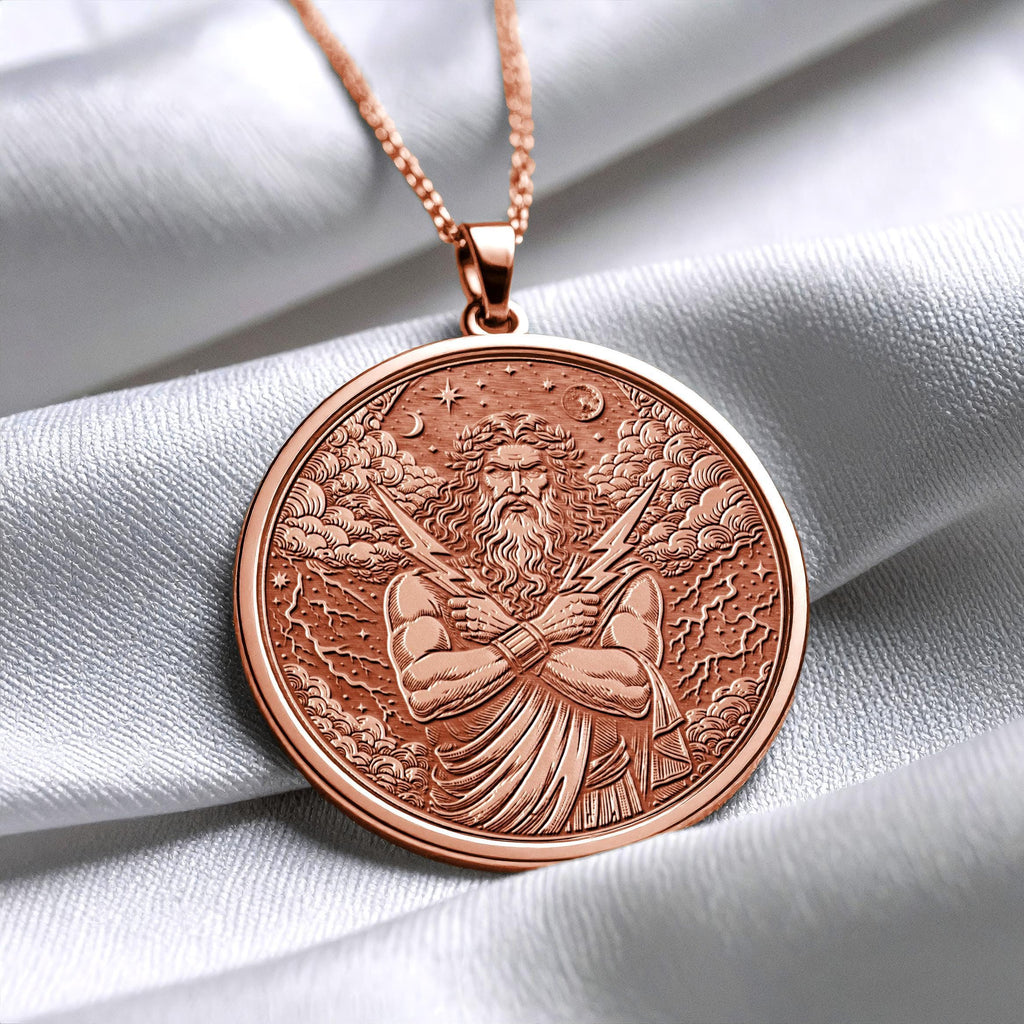 Zeus Necklace: 14k Gold Greek God Pendant, Mythology Jewelry