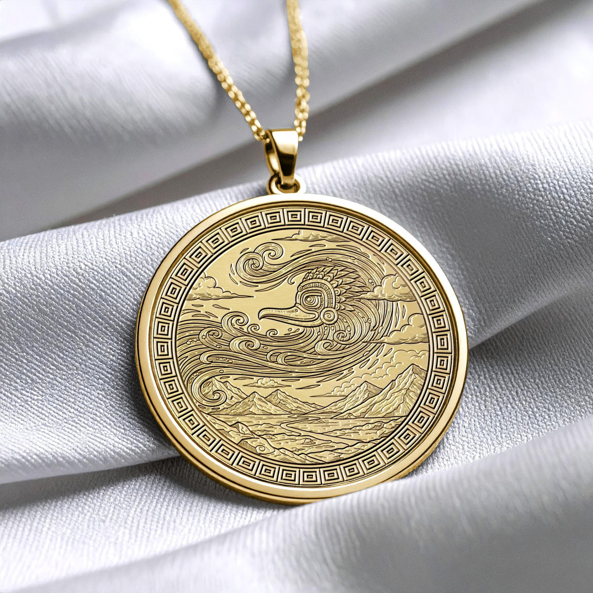 Ehecatl Necklace Pendant : Aztec God Jewelry, God of Wind and Freedom Jewellry