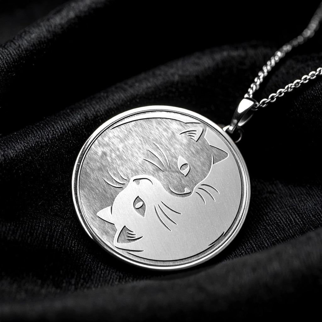 Yin Yang Cat Necklace – Minimalist Zen Balance Medallion