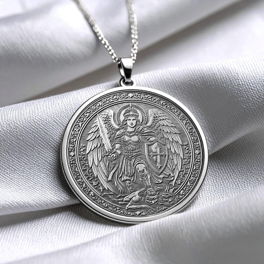 Archangel Michael Necklace – Protective Saint Pendant for Faith and Spiritual Strength