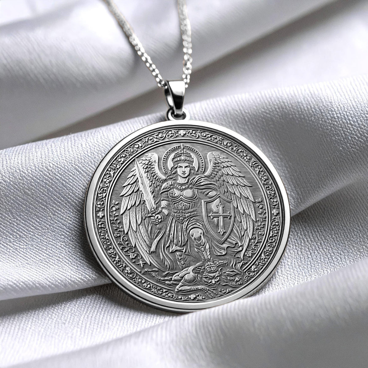 Archangel Michael Necklace – Protective Saint Pendant for Faith and Spiritual Strength