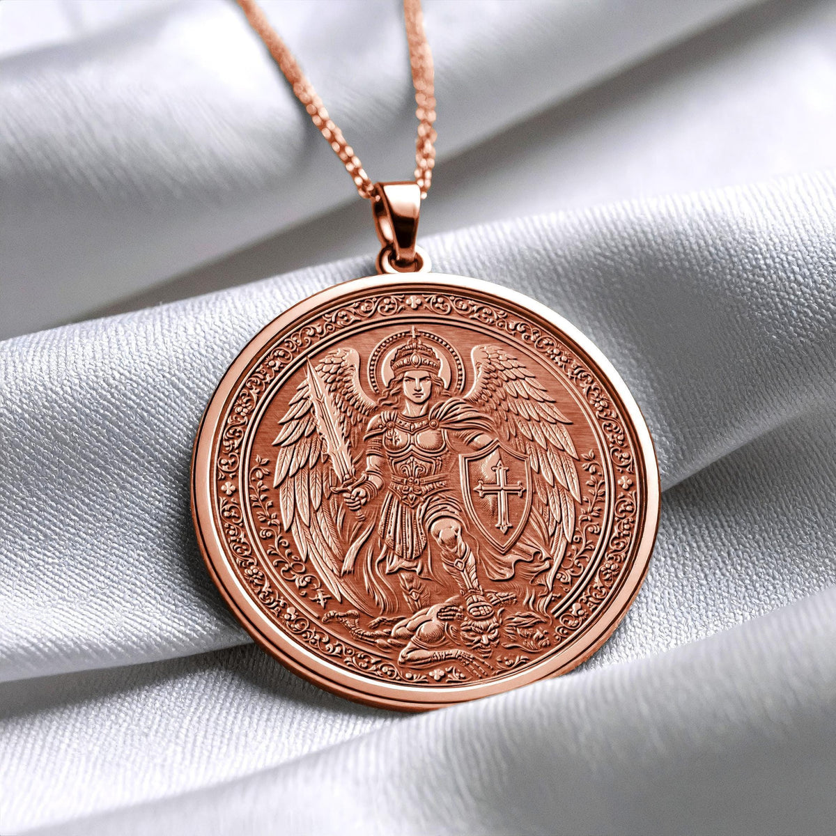 Archangel Michael Necklace – Protective Saint Pendant for Faith and Spiritual Strength