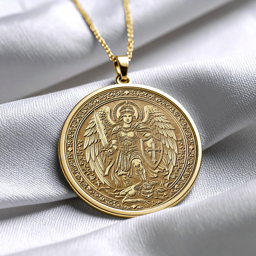 Archangel Michael Necklace – Protective Saint Pendant for Faith and Spiritual Strength