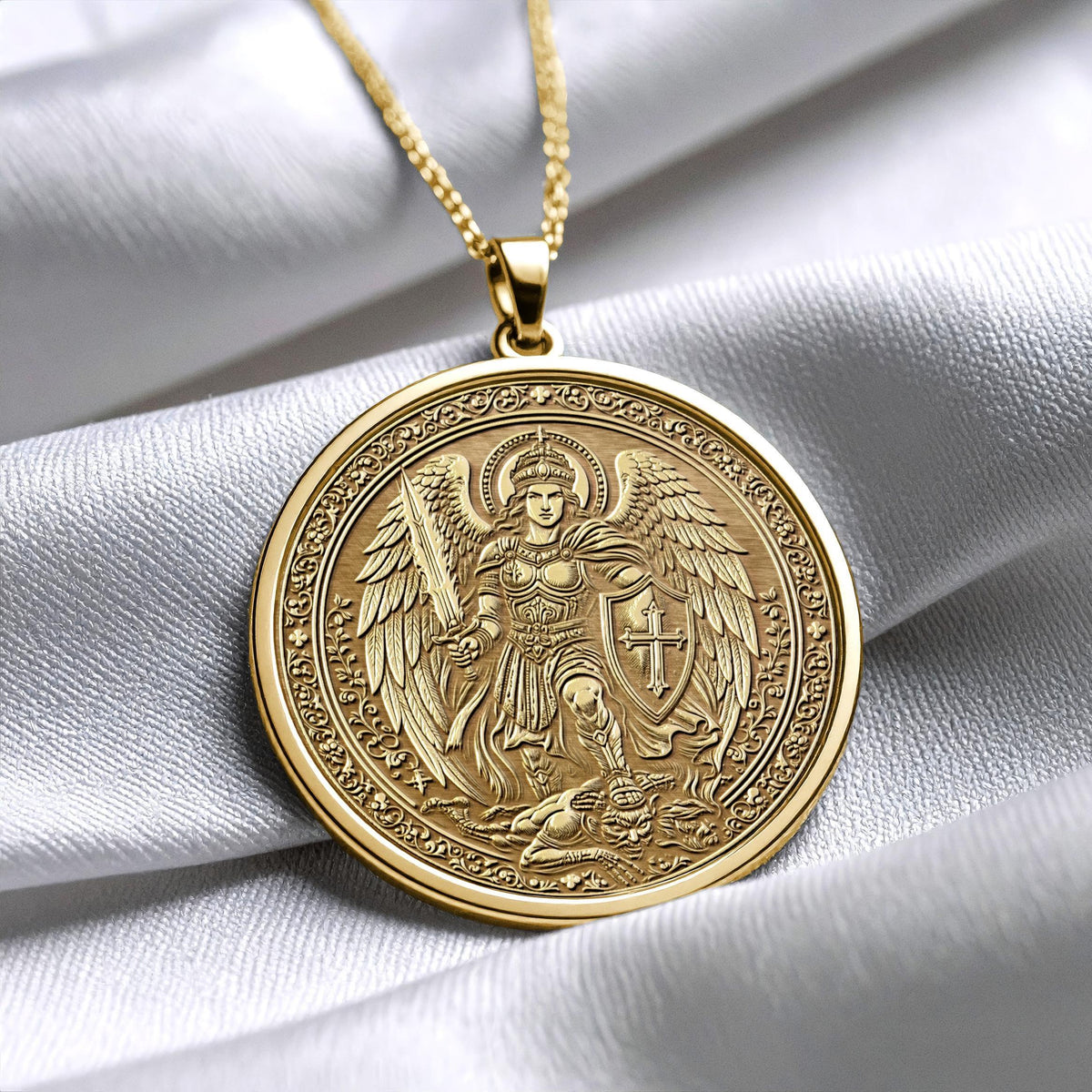 Archangel Michael Necklace – Protective Saint Pendant for Faith and Spiritual Strength